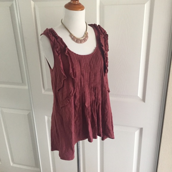Anthropologie Deletta Red Ruffle Tank S - Picture 4 of 8